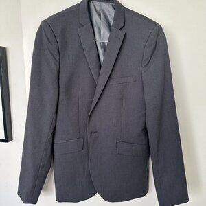 TOPMAN Men’s 1 Button Blazer Suit Jacket Grey Skinny 42